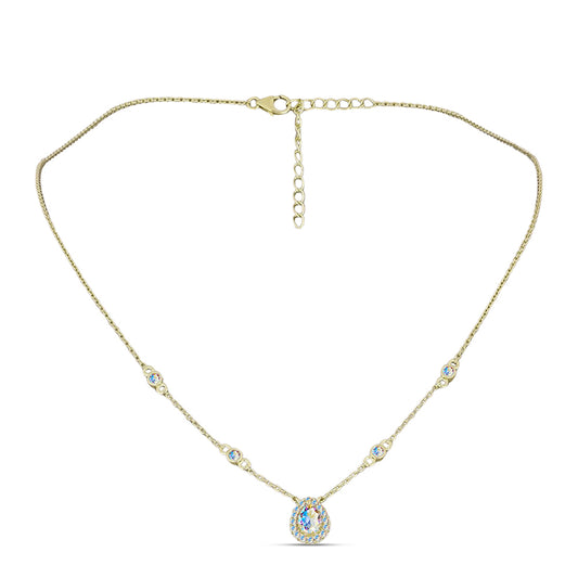 Collar de Plata Bañada en Oro con Moisanita hielo