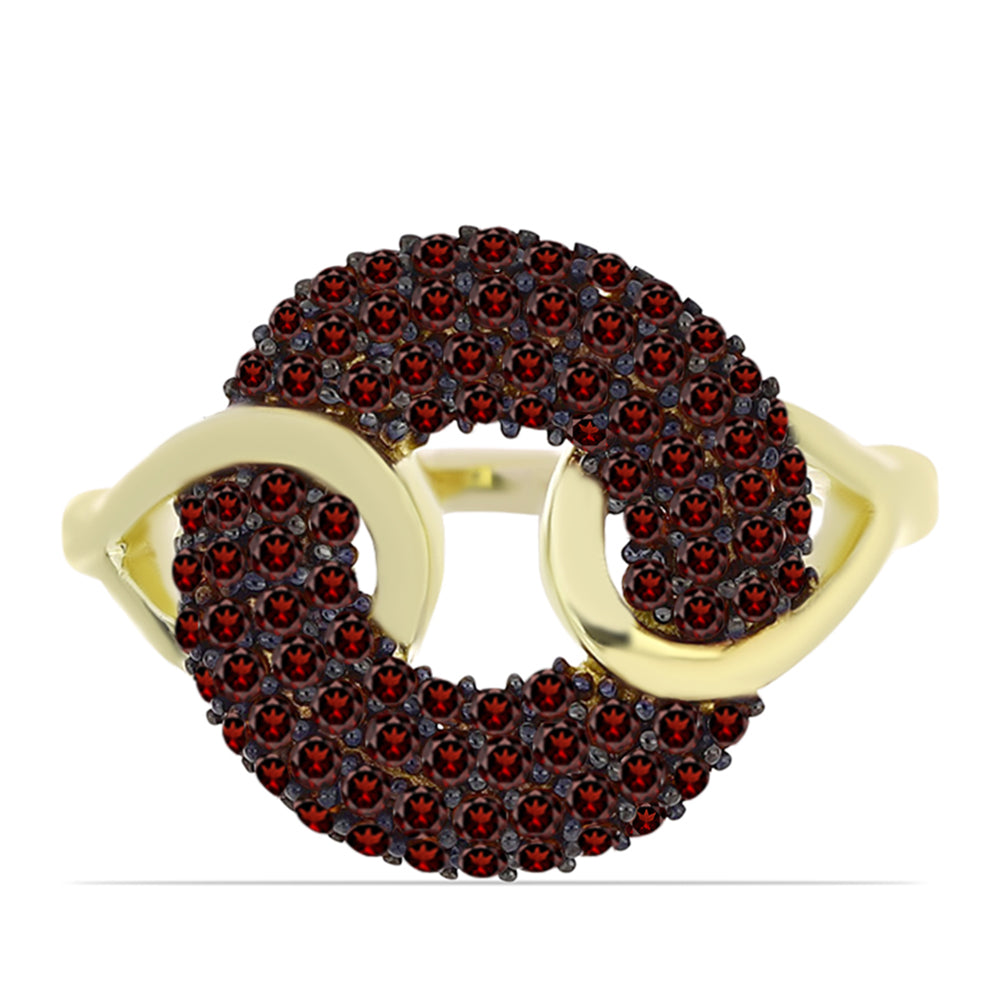 Anillo de Plata Bañada en Oro con Granate Barton