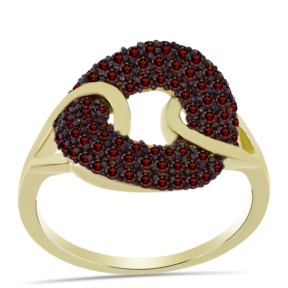 Anillo de Plata Bañada en Oro con Granate Barton