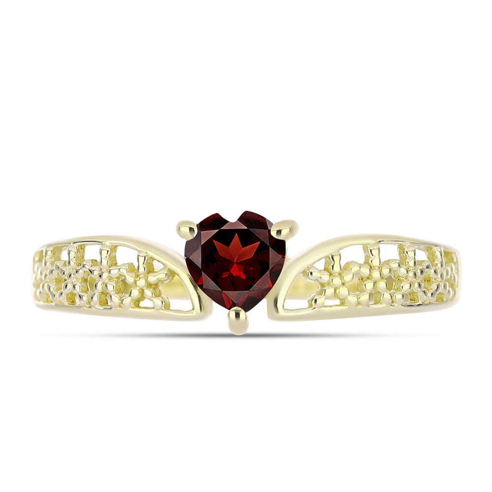 Anillo de Plata Bañada en Oro con Granate Barton