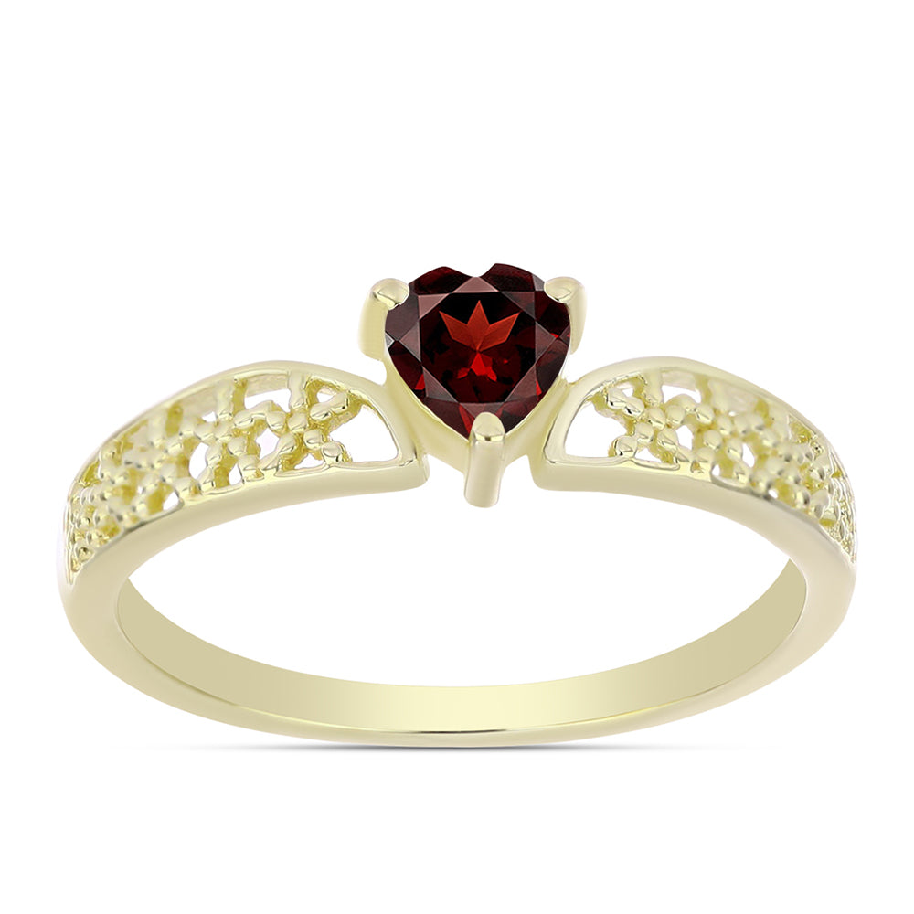 Anillo de Plata Bañada en Oro con Granate Barton