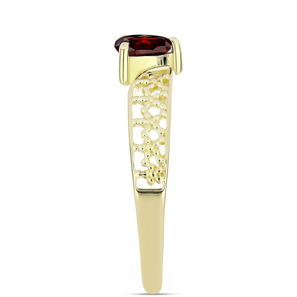 Anillo de Plata Bañada en Oro con Granate Barton 4 
