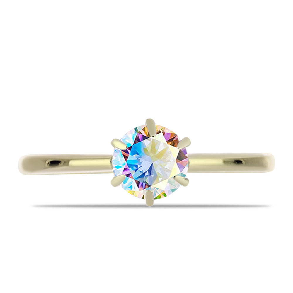 Anillo de Plata Bañada en Oro con Moisanita hielo 1 