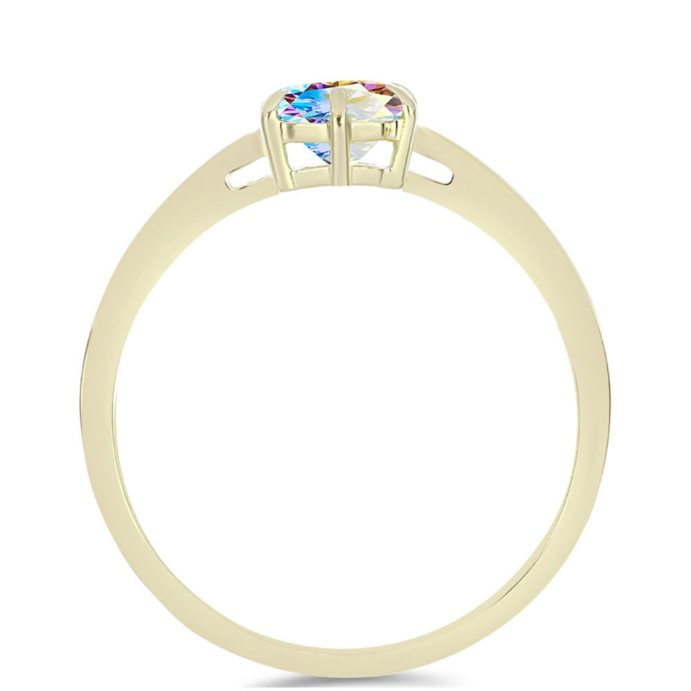 Anillo de Plata Bañada en Oro con Moisanita hielo 2 