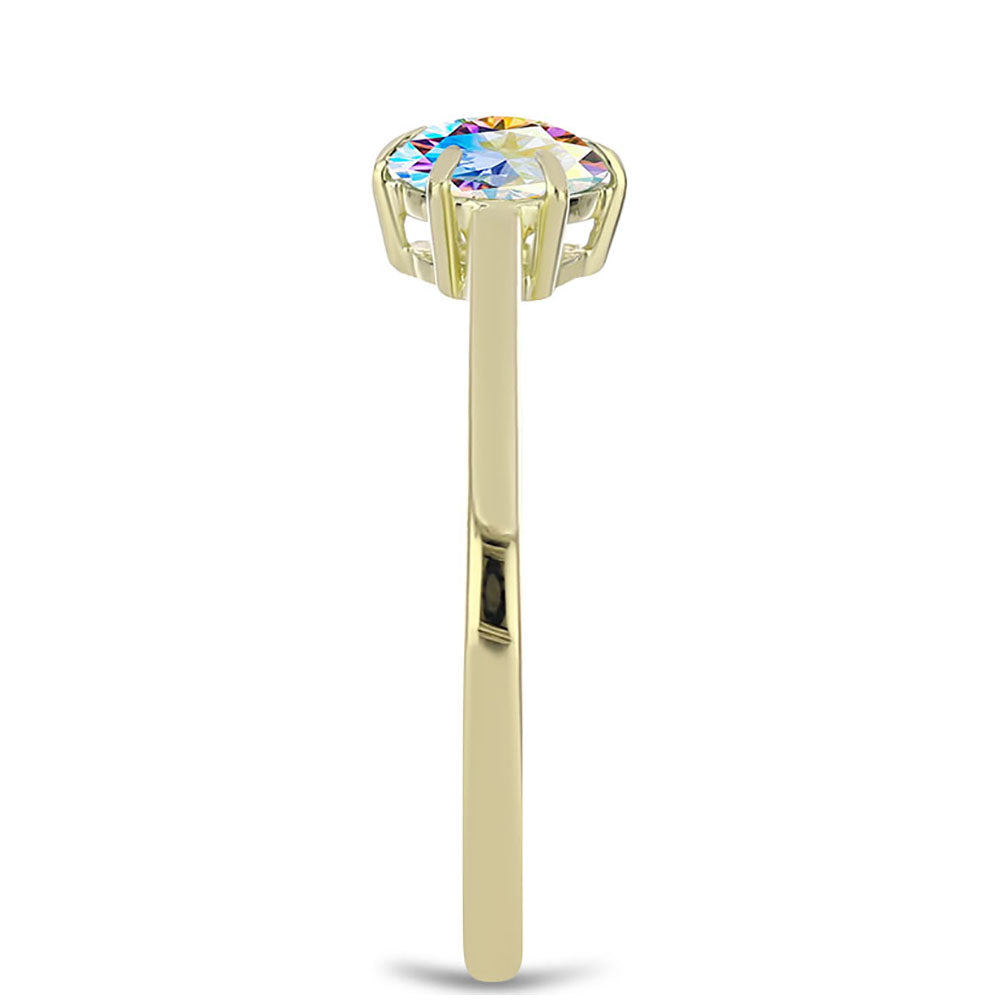 Anillo de Plata Bañada en Oro con Moisanita hielo 4 