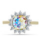 Anillo de Plata Bañada en Oro con Moisanita hielo y Topacio Blanco