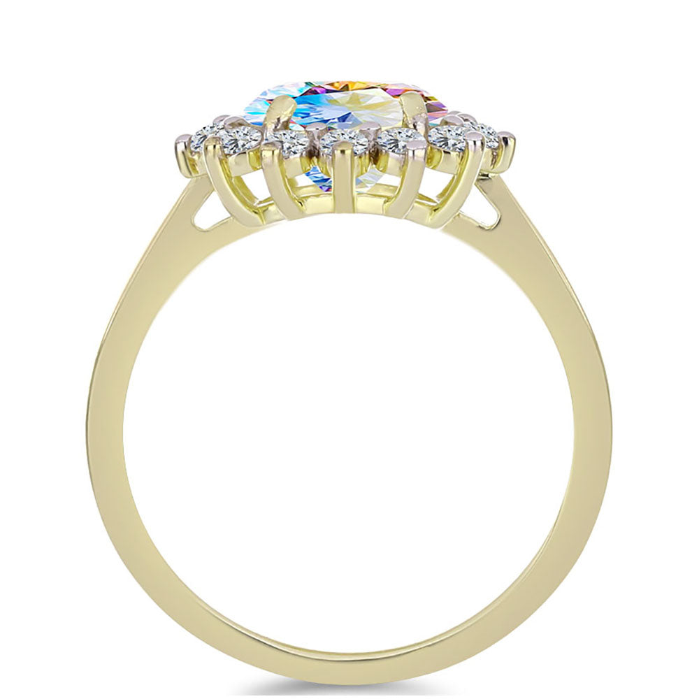 Anillo de Plata Bañada en Oro con Moisanita hielo y Topacio Blanco 2 