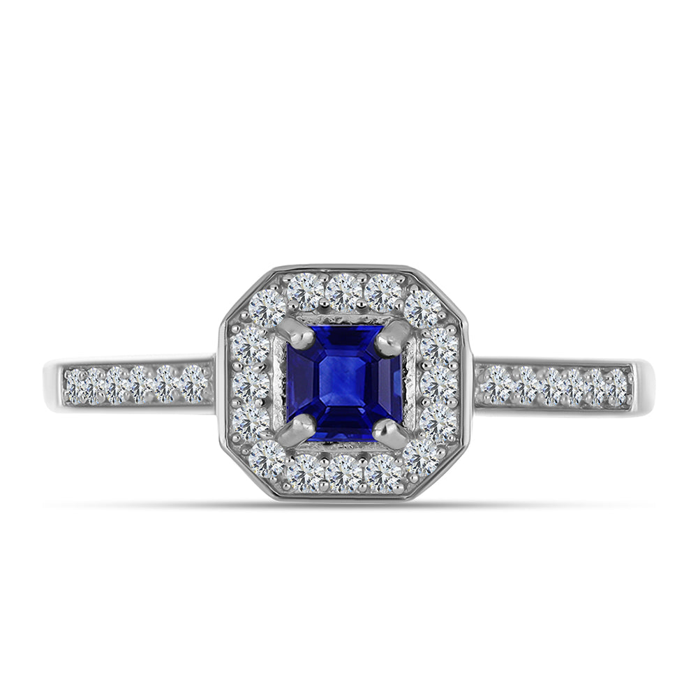 Anillo de Plata con Zafiro Azul Australiano y Topacio Blanco 1 