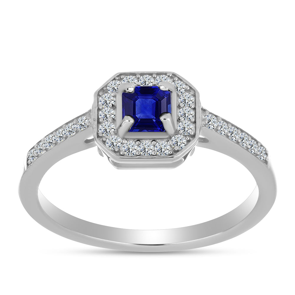Anillo de Plata con Zafiro Azul Australiano y Topacio Blanco 3 