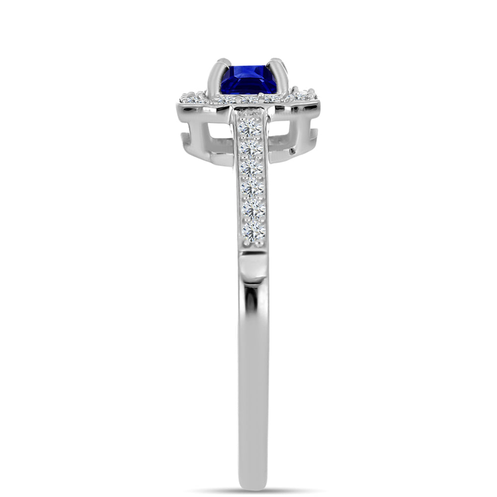 Anillo de Plata con Zafiro Azul Australiano y Topacio Blanco 4 