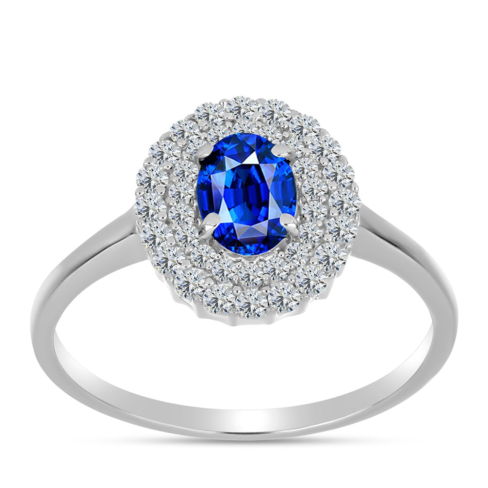 Anillo de Plata con Zafiro Azul Australiano y Topacio Blanco 3 