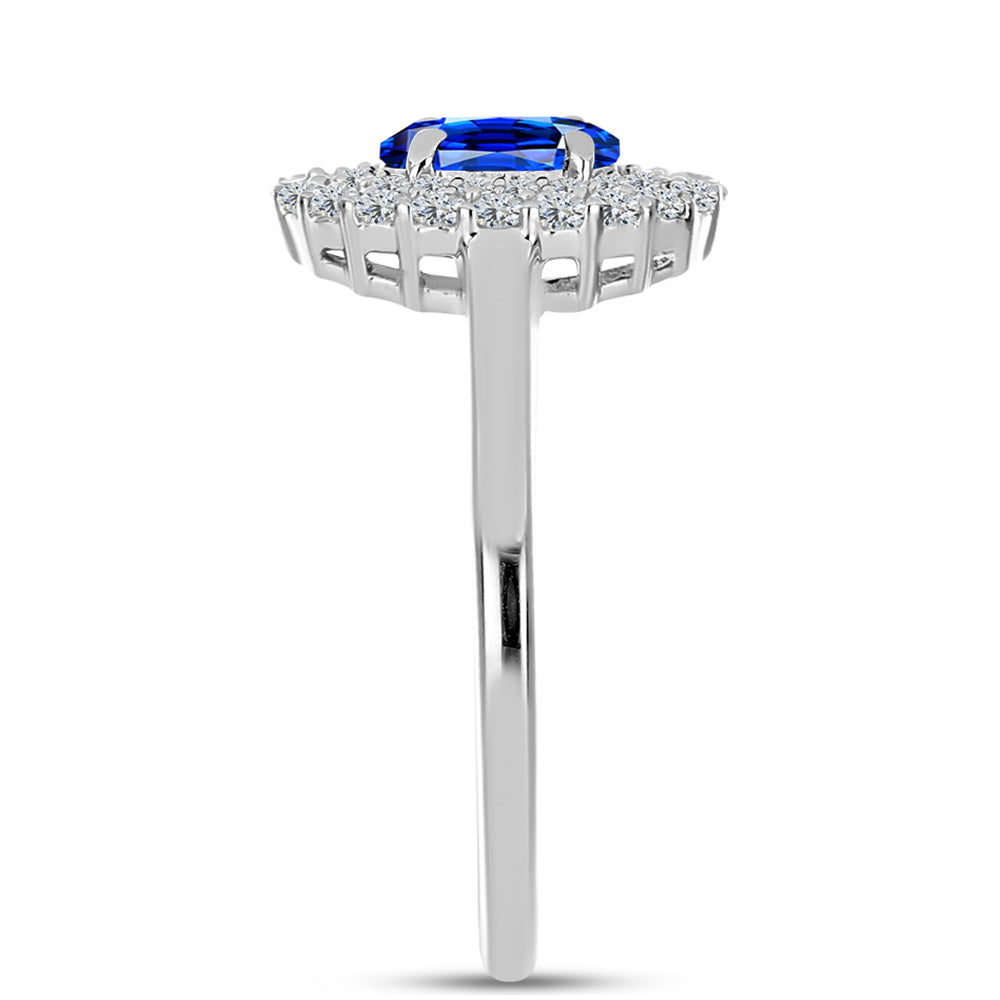 Anillo de Plata con Zafiro Azul Australiano y Topacio Blanco