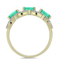 Anillo de Plata Bañada en Oro con Esmeralda de Colombia y Diamante blanco