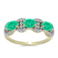 Anillo de Plata Bañada en Oro con Esmeralda de Colombia y Diamante blanco