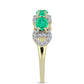 Anillo de Plata Bañada en Oro con Esmeralda de Colombia y Diamante blanco