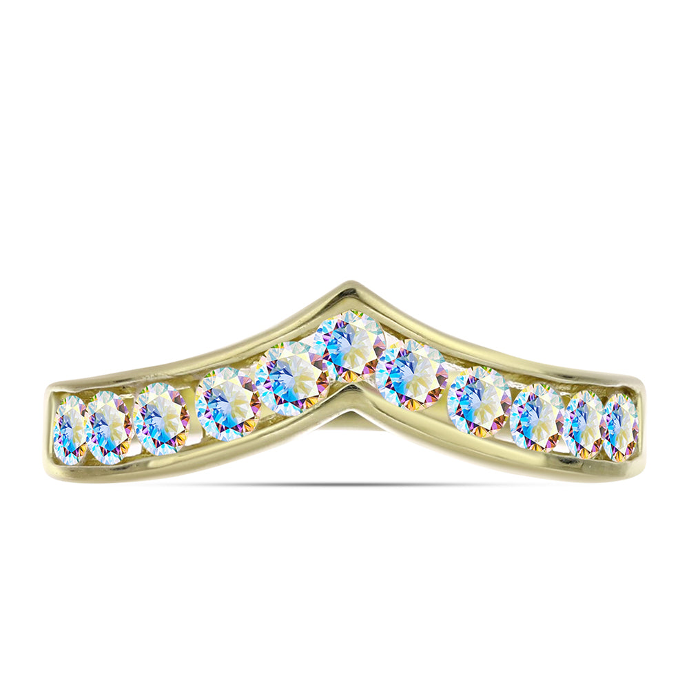 Anillo de Plata Bañada en Oro con Moisanita hielo 1 