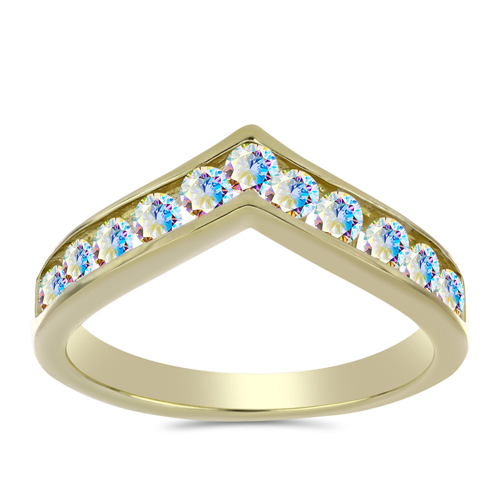 Anillo de Plata Bañada en Oro con Moisanita hielo 3 
