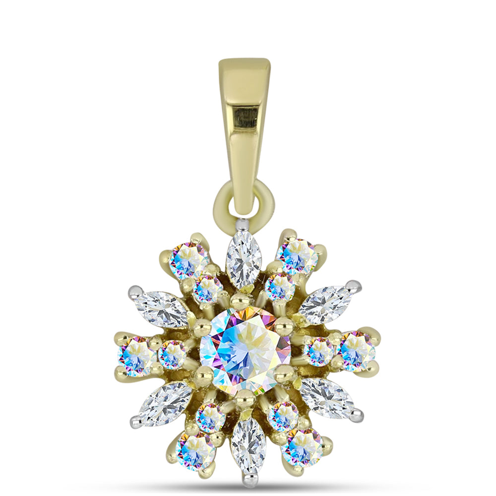 Colgante de Plata Bañada en Oro con Moisanita hielo y Zircón Blanco 1 