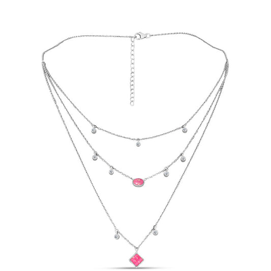 Collar de Plata con Ópalo Rosa de Lega Dembi y Topacio Blanco