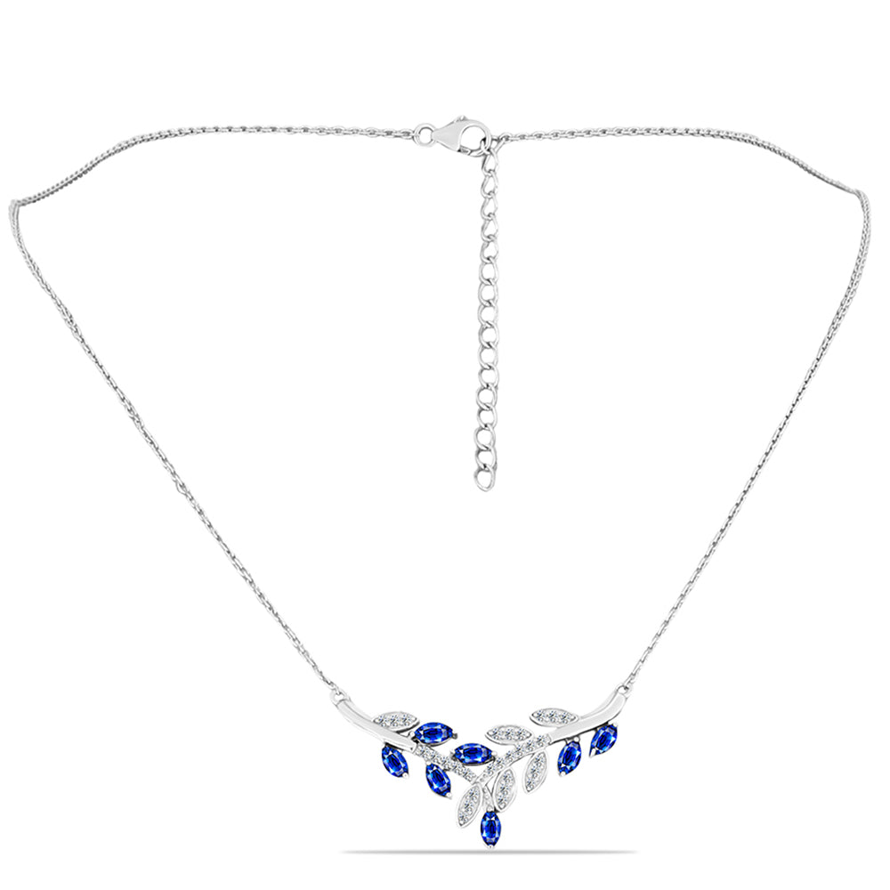 Collar de Plata con Zafiro Azul Australiano y Topacio Blanco 1 