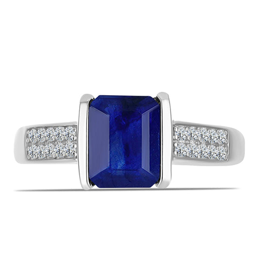 Anillo de Plata con Zafiro Azul Australiano y Topacio Blanco