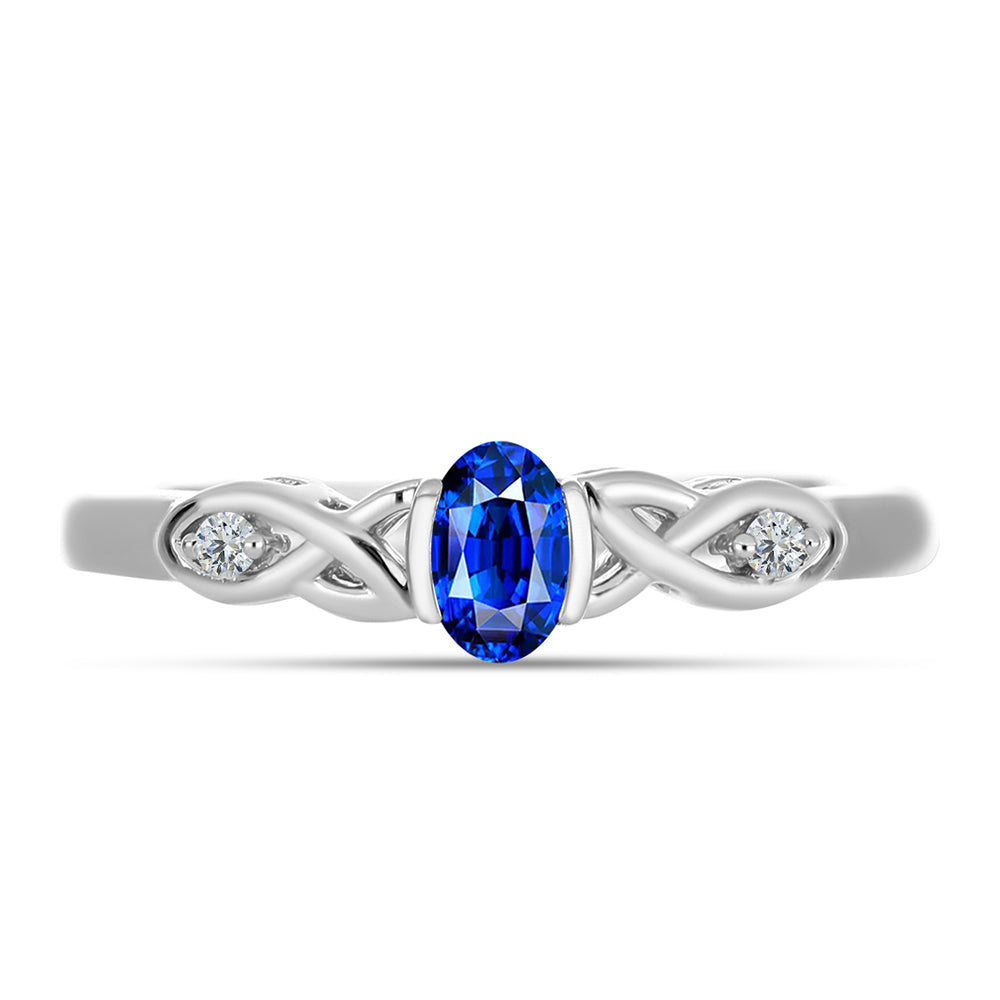 Anillo de Plata con Zafiro Azul Australiano y Topacio Blanco 1 