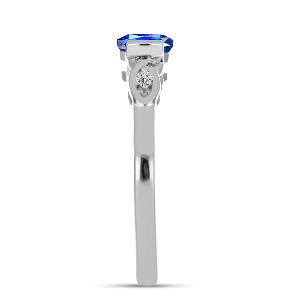 Anillo de Plata con Zafiro Azul Australiano y Topacio Blanco 4 