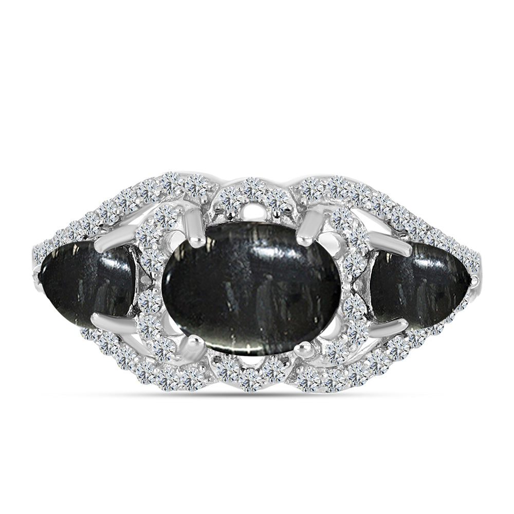 Anillo de Plata con Jaspe Picasso y Topacio Blanco