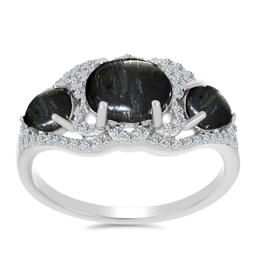 Anillo de Plata con Jaspe Picasso y Topacio Blanco 3 