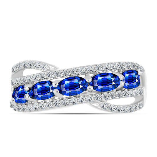 Anillo de Plata con Zafiro Azul Australiano y Topacio Blanco