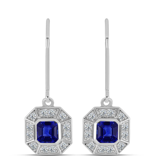 Pendientes de Plata con Zafiro Azul Australiano y Topacio Blanco