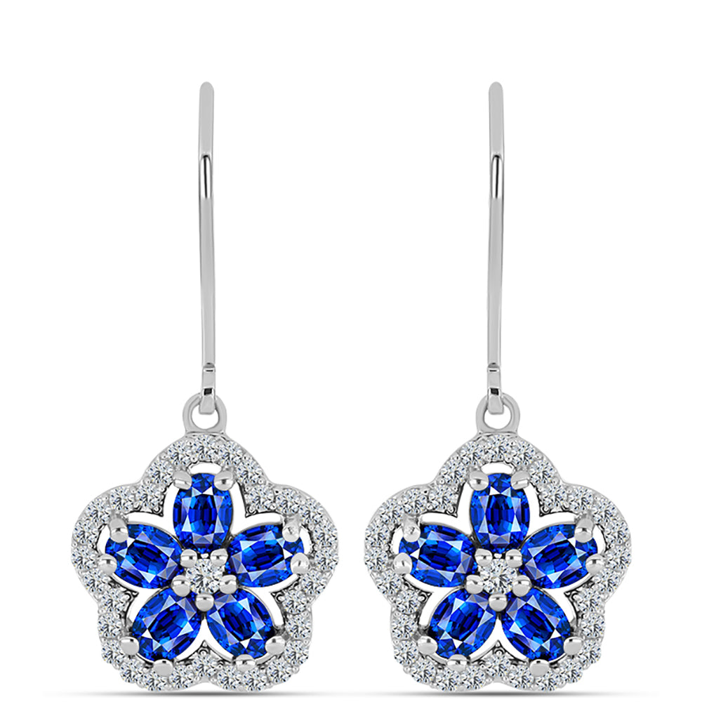 Pendientes de Plata con Zafiro Azul Australiano y Topacio Blanco 1 