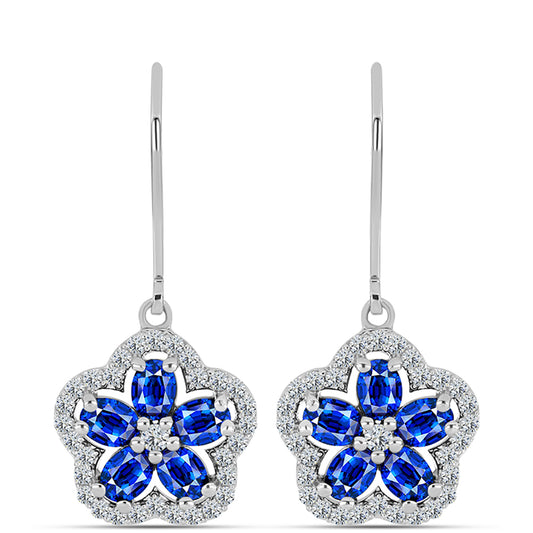 Pendientes de Plata con Zafiro Azul Australiano y Topacio Blanco