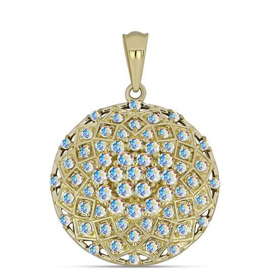 Colgante de Plata Bañada en Oro con Moisanita hielo