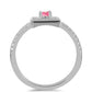 Anillo de Plata con Ópalo Rosa de Lega Dembi y Topacio Blanco
