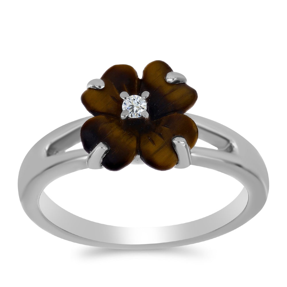 Anillo de Plata con Jaspe Picasso y Topacio Blanco 3 