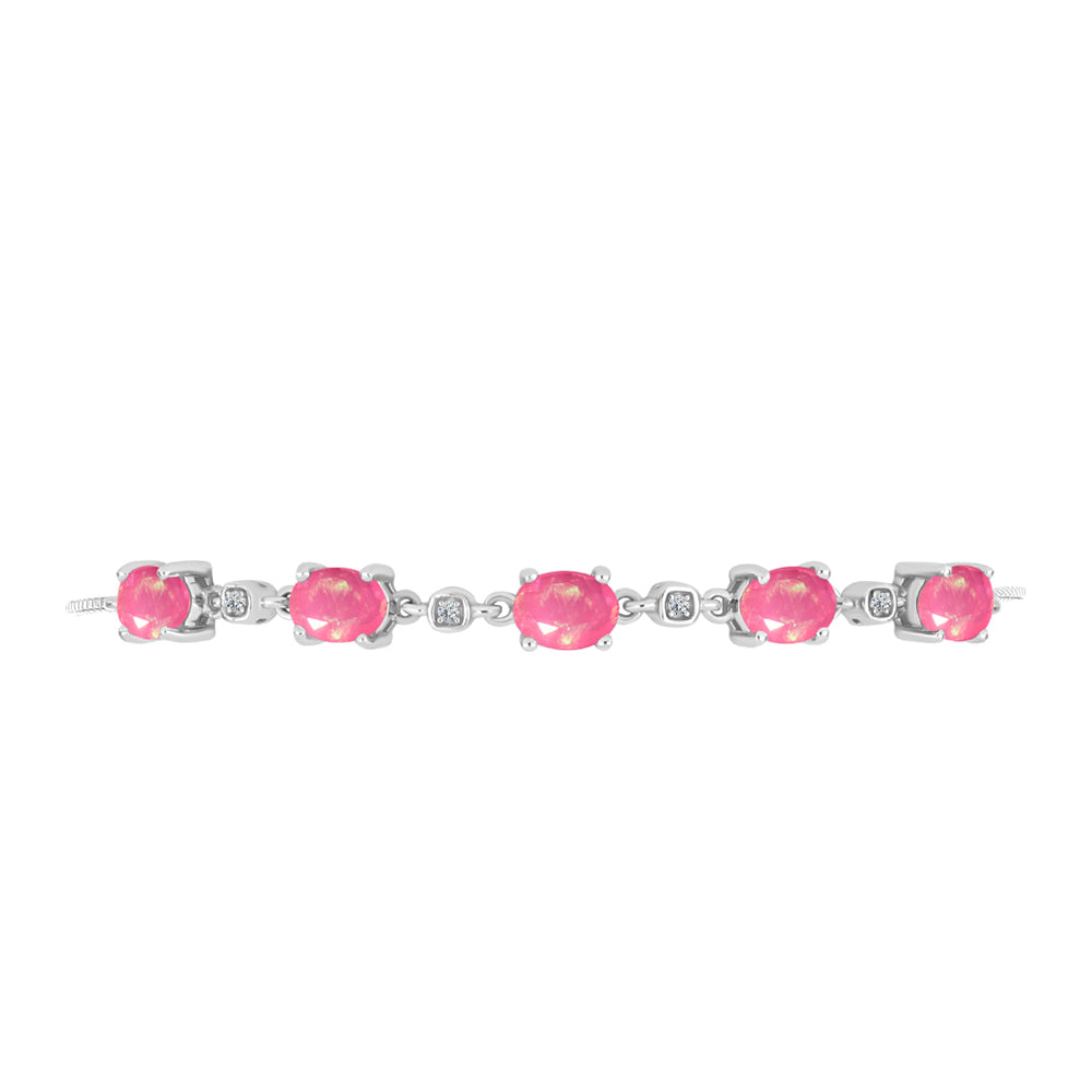 Pulsera de Plata con Ópalo Rosa de Lega Dembi y Topacio Blanco 2 
