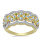 Anillo de Plata Bañada en Oro con Moisanita hielo y Topacio Blanco