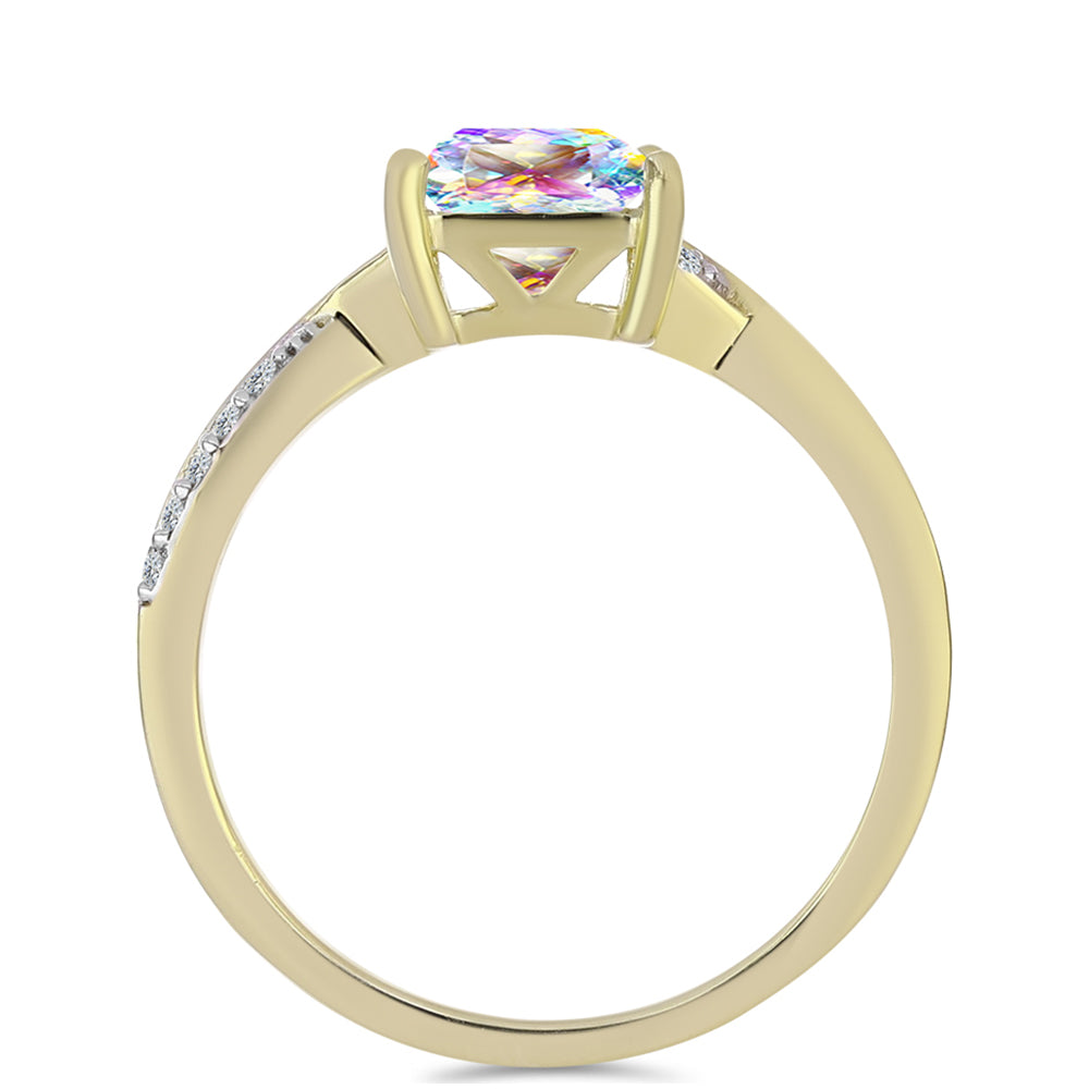 Anillo de Plata Bañada en Oro con Moisanita hielo y Topacio Blanco 2 