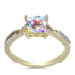 Anillo de Plata Bañada en Oro con Moisanita hielo y Topacio Blanco
