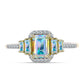Anillo de Plata Bañada en Oro con Moisanita hielo y Zircón Blanco
