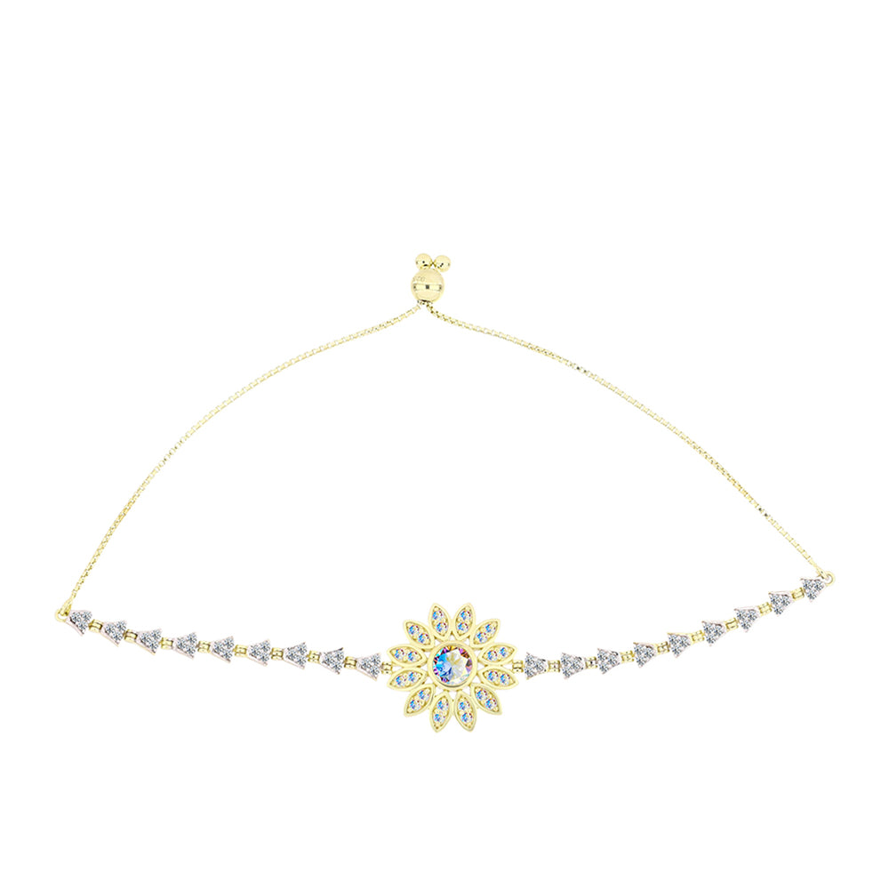 Pulsera de Plata Bañada en Oro con Moisanita hielo y Topacio Blanco 1 