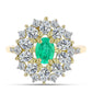 Anillo de Plata Bañada en Oro con Esmeralda de Colombia y Diamante blanco