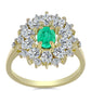 Anillo de Plata Bañada en Oro con Esmeralda de Colombia y Diamante blanco