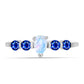 Anillo de Plata con Zafiro Azul Australiano y Piedra Lunar Arco Iris
