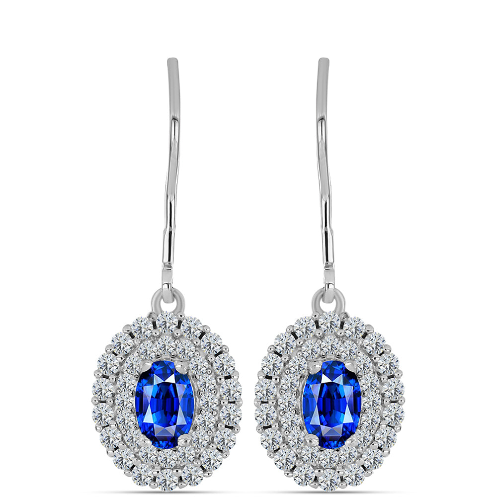 Pendientes de Plata con Zafiro Azul Australiano y Topacio Blanco