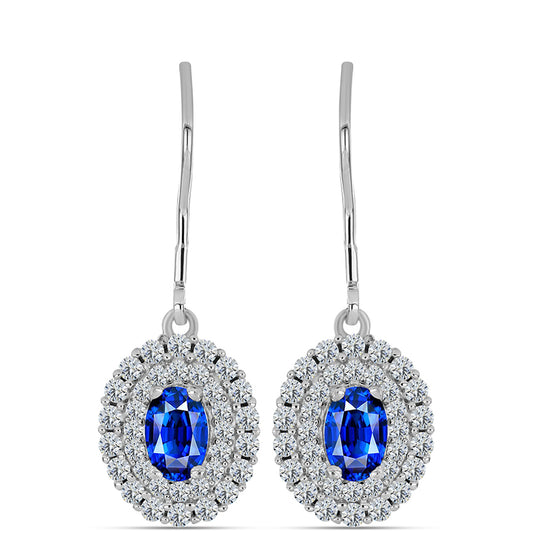 Pendientes de Plata con Zafiro Azul Australiano y Topacio Blanco