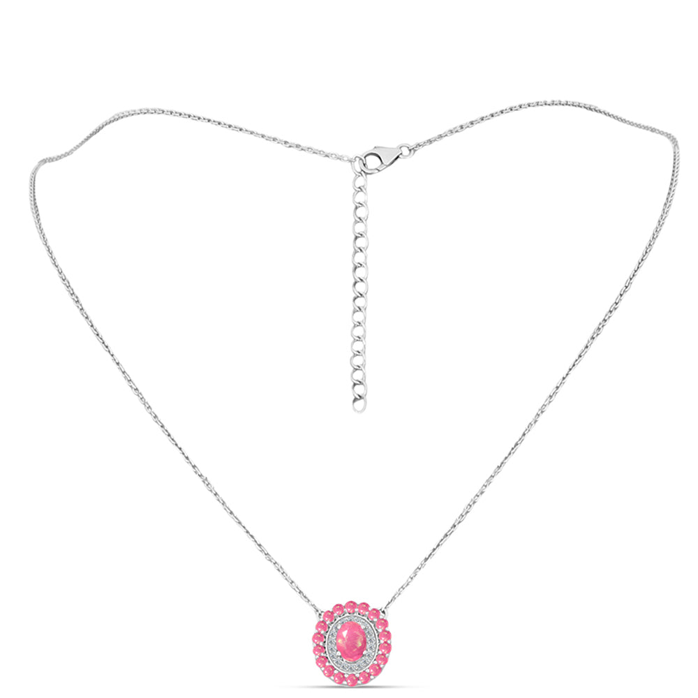 Collar de Plata con Ópalo Rosa de Lega Dembi y Topacio Blanco 1 