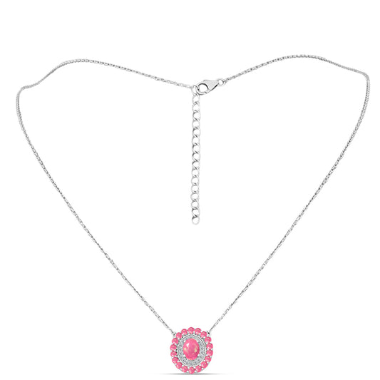 Collar de Plata con Ópalo Rosa de Lega Dembi y Topacio Blanco