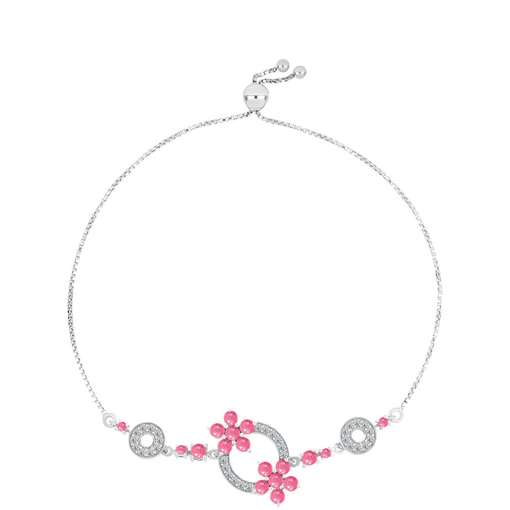 Pulsera de Plata con Ópalo Rosa de Lega Dembi y Topacio Blanco